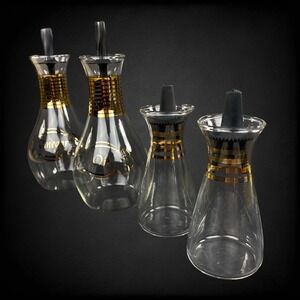 Pyrex Oil Vinegar Cruet Set with Salt Pepper Vintage 1960s Glass USA